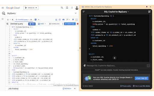 AI SQL Generator by OWOX BI ai chrome extension logo