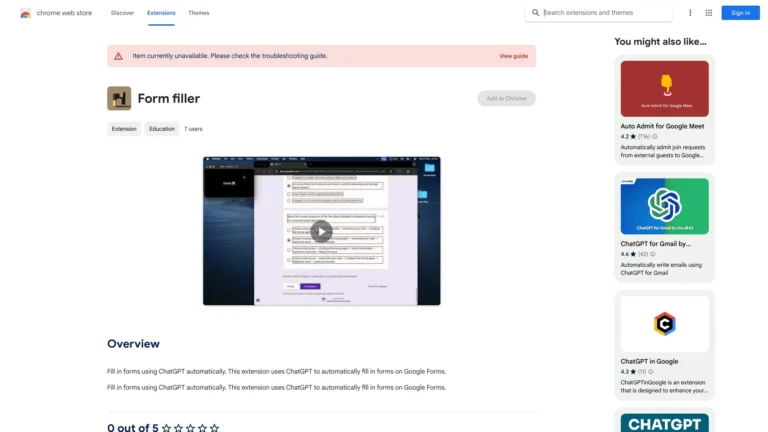 Free Fill In Forms Using Chatgpt Automatically AI Chrome Extension AI Tool Review
