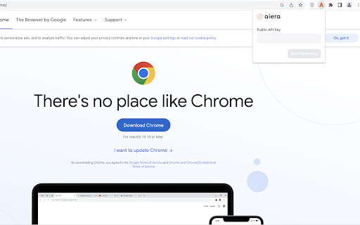 Aiera ASR Browser Extension ai chrome extension logo
