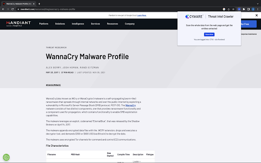 Cyware Threat Intel Crawler ai chrome extension logo