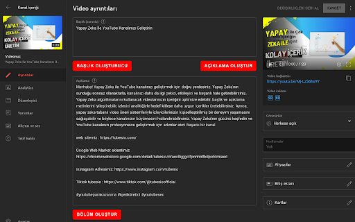 YouTube Başlık ve Açıklama Optimizasyon Hizmetleri ai chrome extension logo