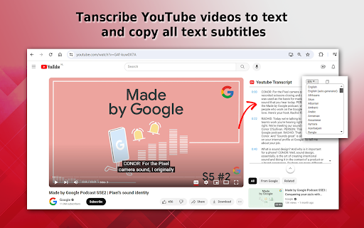 YouTube Transcription ai chrome extension