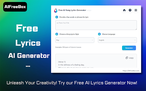 Free AI Song Lyrics Generator ai chrome extension