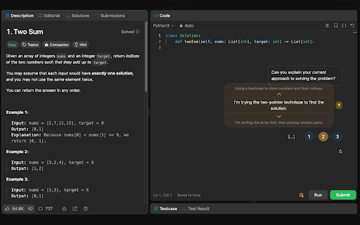Leetcode Walkthrough ai chrome extension logo