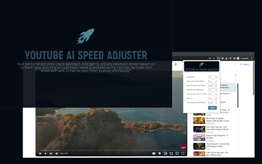 YouTube Intelligent Speed Adjustment ai chrome extension logo