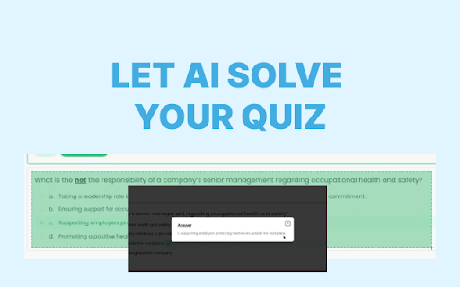 Let AI solve your quiz questions & help with your homework. ai chrome extension logo