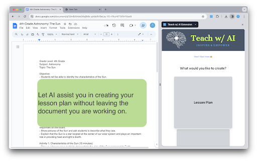 Teach w/ AI ai chrome extension