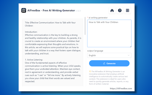 Free AI Writing Generator Tool ai chrome extension