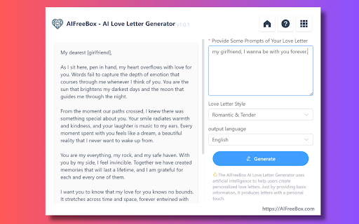 Harness Our AI Love Letter Generator ai chrome extension logo