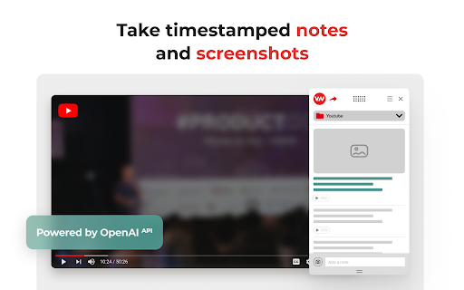 Video notetaking powered by OpenAI API ai chrome extension logo