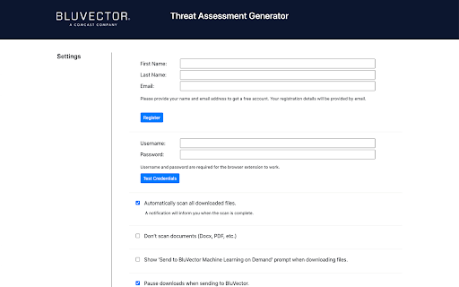 BluVector Threat Assessment Generator™ ai chrome extension logo