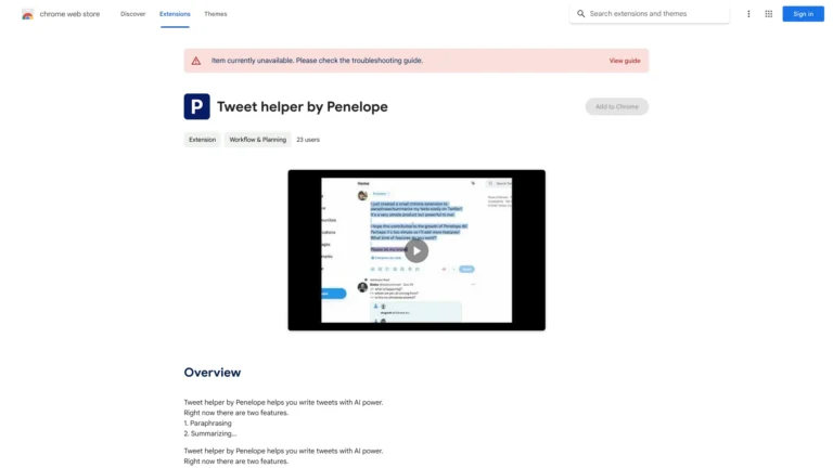 Best Tweet Helper By Penelope AI Chrome Extension AI Tool Review