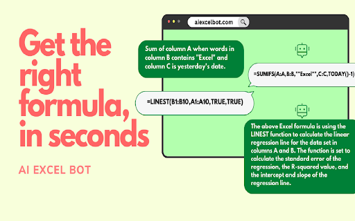 ChatGPT Powered Excel and Google Sheets formula assistant ai chrome extension