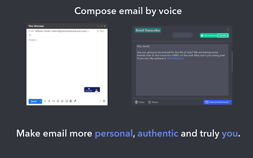 Send email with your Voice ai chrome extension logo