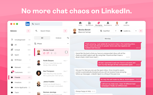 LinkedIn Messenger Flamingo ai chrome extension logo
