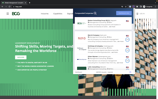 Find Similar Companies ai chrome extension logo