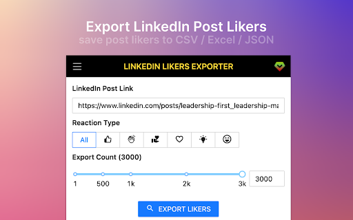 Likers Export ai chrome extension logo