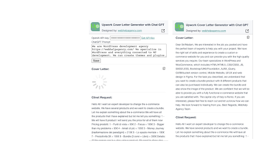 Upwork Cover Letter Generator Extension ai chrome extension