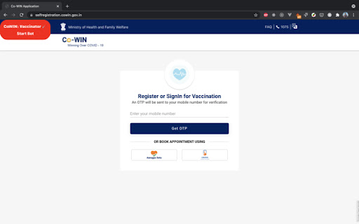CoWIN Vaccine Booking Bot ai chrome extension logo