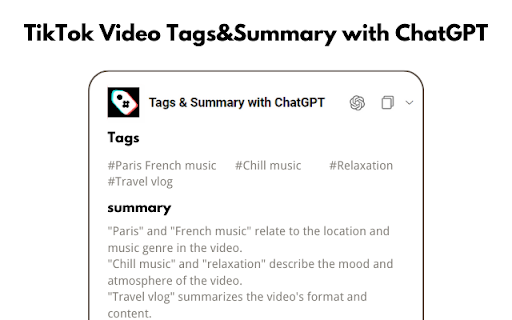 TikTok Video Tags & Summary Extension ai chrome extension logo