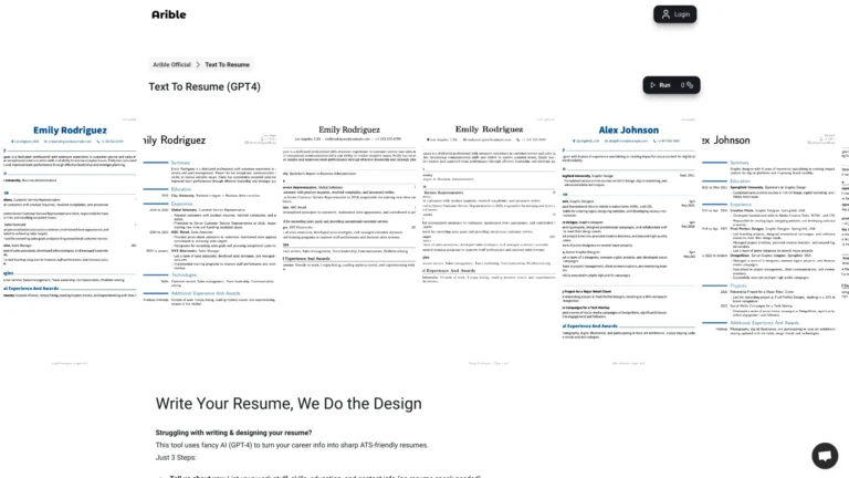 Powerful Arible Text To Resume AI Tool Review