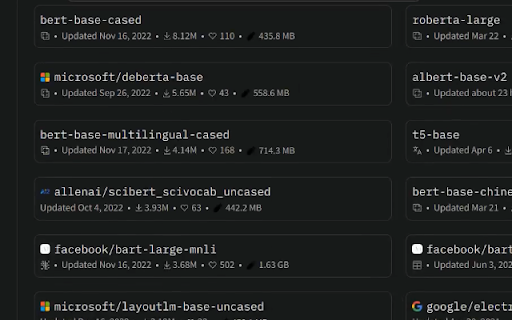 Hugging Face Model Size Extension ai chrome extension logo