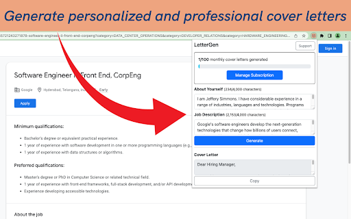 AI Cover Letter Generator ai chrome extension logo