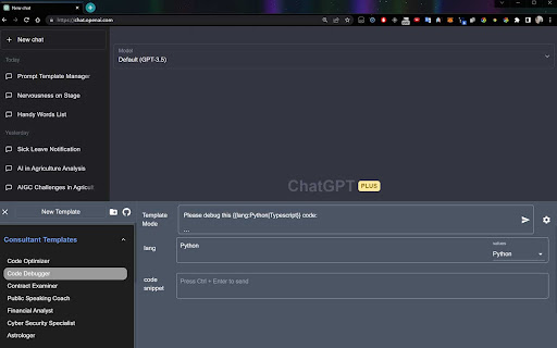 Prompt Template Tool ai chrome extension logo