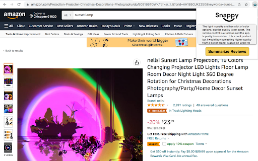 Amazon Review Summarizer ai chrome extension
