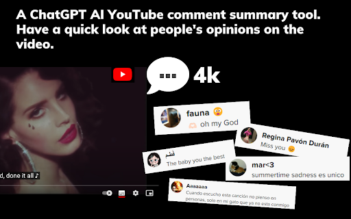 ChatGPT with YouTube videos comment summary generator ai chrome extension logo