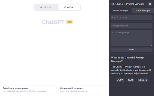 ChatGPT Prompt Manager ai chrome extension