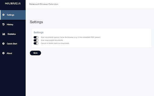 Malware.AI Browser Security ai chrome extension logo