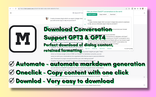 ChatGPT to Markdown Extension ai chrome extension