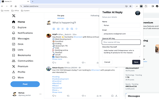AI Twitter Reply Generator ai chrome extension logo