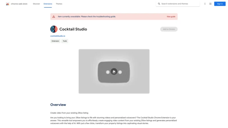 Advanced Cocktail Studio Chrome Extension AI Chrome Extension AI Tool Review