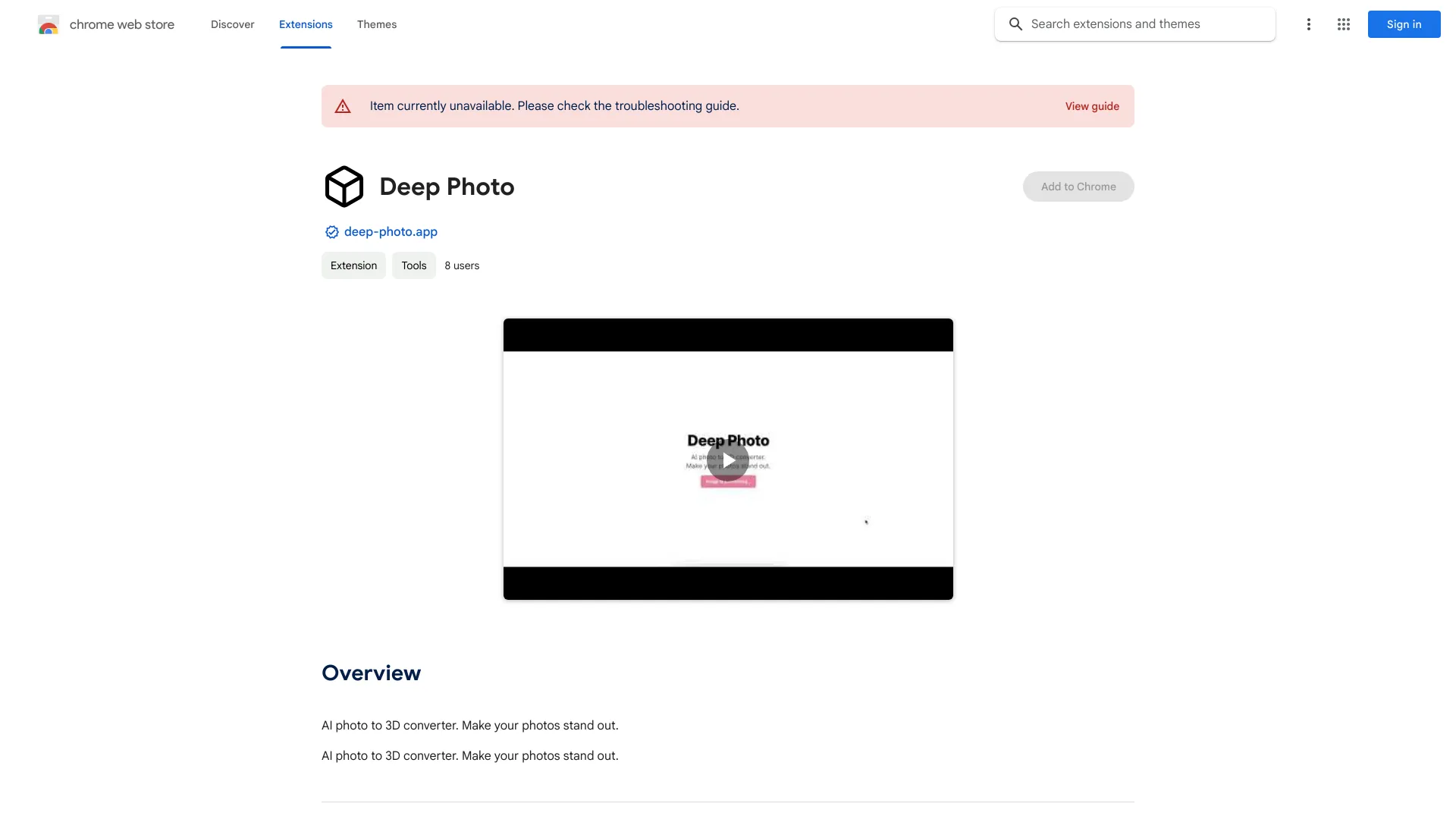 AI Photo to 3D Converter ai chrome extension logo
