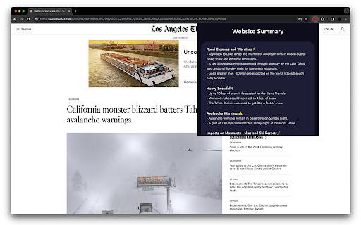 Website Summarizer ai chrome extension