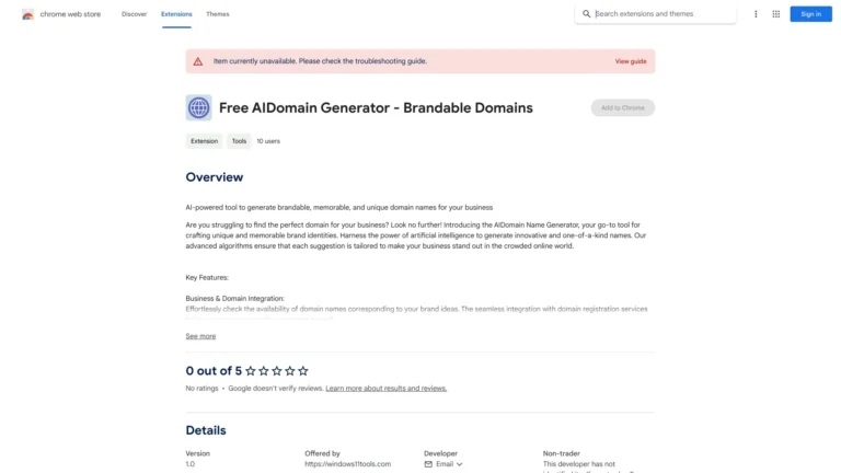 Smart AIdomain Name Generator AI Chrome Extension AI Tool Review