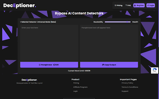 DecEptioner’s Chrome Extension ai chrome extension