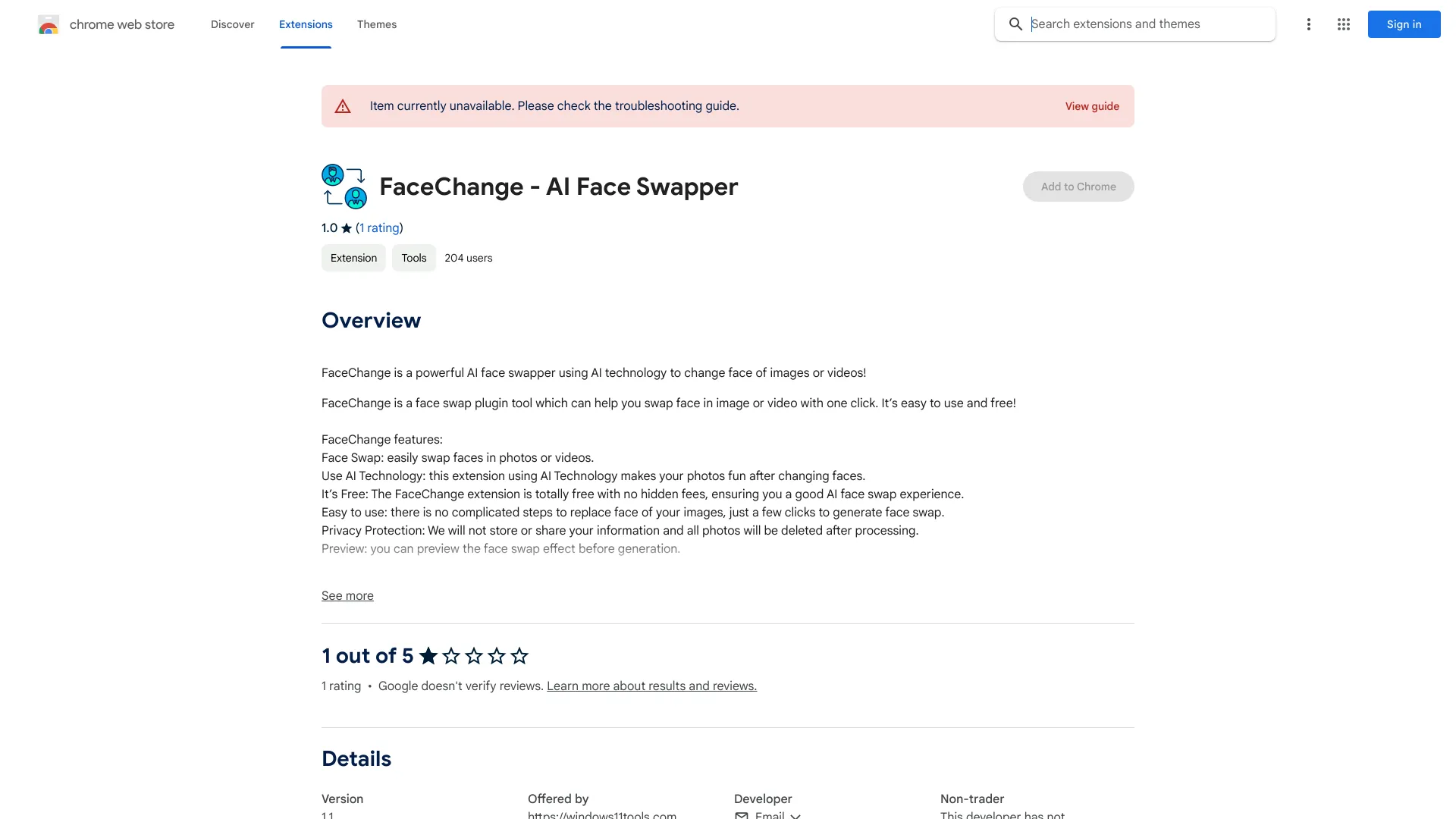 FaceChange ai chrome extension logo