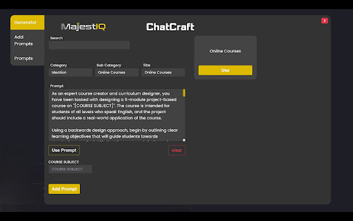 MajestIQ Master Prompts ai chrome extension logo