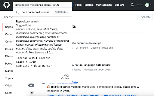 GitHub Natural Advanced Search ai chrome extension logo