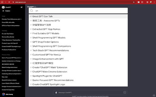 ChatGPT Spotlight Search ai chrome extension