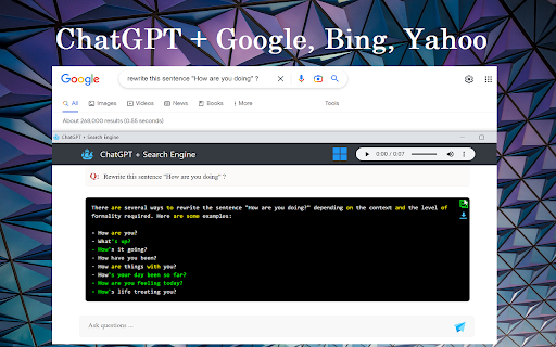 ChatGPT + Google, Bing, Yahoo Extension ai chrome extension