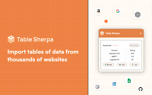 TableSherpa ai chrome extension logo