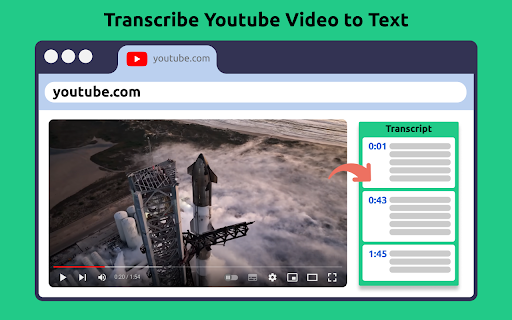 Transcribe YouTube Video ai chrome extension logo