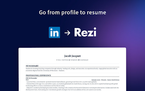 Rezi Linkedin to Resume ai chrome extension logo