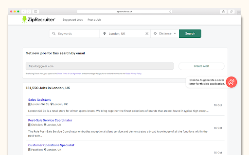 Kickresume AI Cover Letter Generator ai chrome extension logo