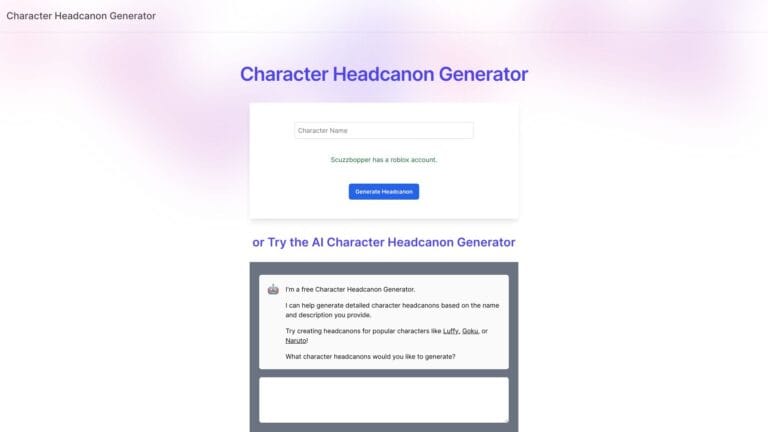 Trending Character Headcanon Generator AI Tool Review