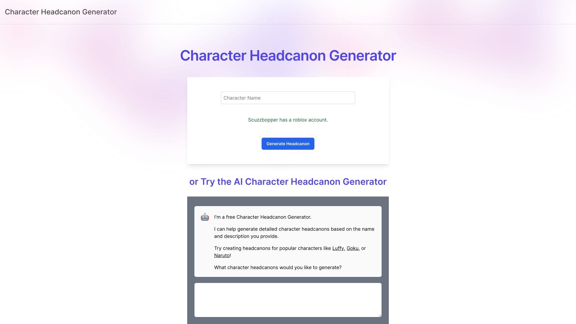 Character Headcanon Generator logo
